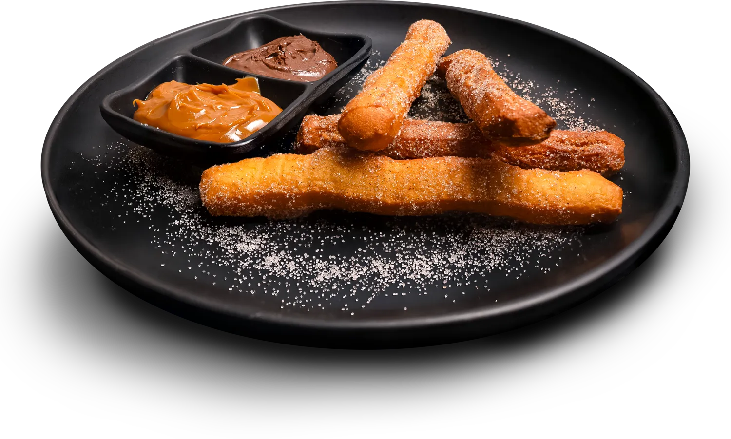Churros con salsas de dulce de leche y chocolate